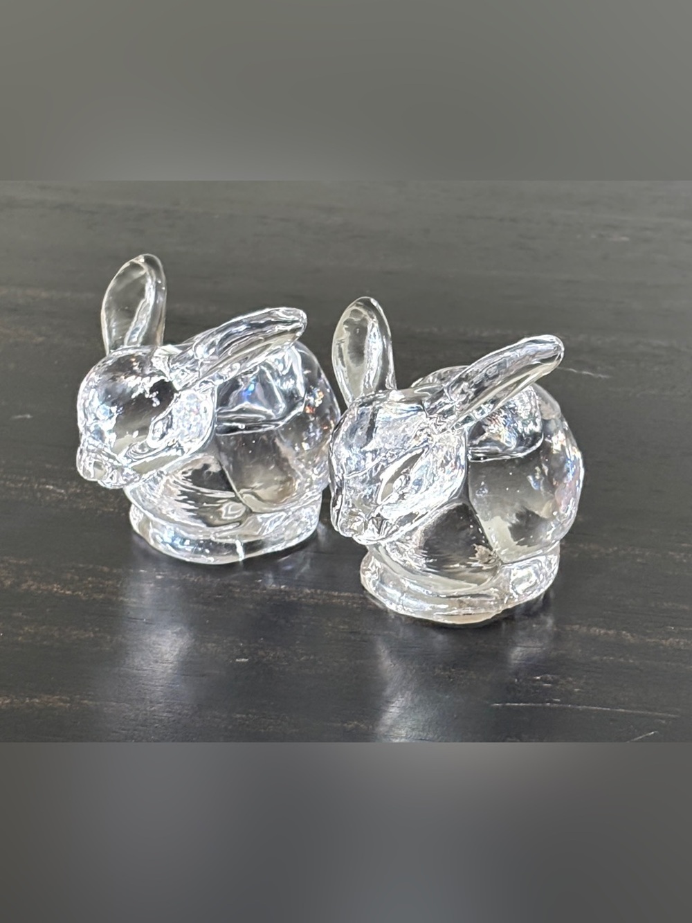 Vintage Crystal Clear Industries Crystal Bunny Taper Candle Holders Set of 2